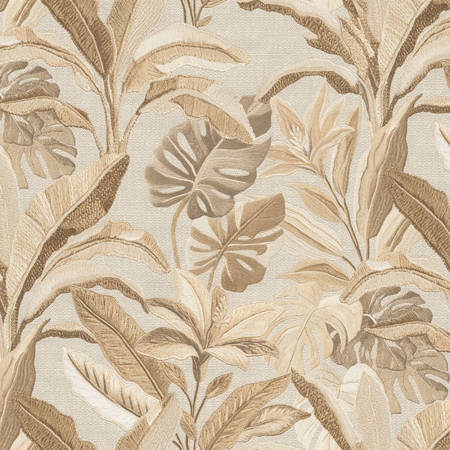 Luxusní vliesová tapeta na zeď, béžová, květiny, listy, 73802, Tendenze, Emiliana Parati - Vliesové tapety