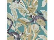 Vliesová tapeta na zeď, tyrkysová, listy, zvířata, 15535, Botany House, Cristiana Masi by Parato