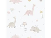 Dětská vliesová tapeta na zeď, růžová, dinosauři, 283-1, Enzo, ICH Wallcoverings