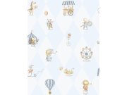 Dětská vliesová tapeta na zeď, modrá, zvířátka, 282-2, Enzo, ICH Wallcoverings