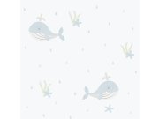 Dětská vliesová tapeta na zeď, modrá, velryby, 281-2, Enzo, ICH Wallcoverings