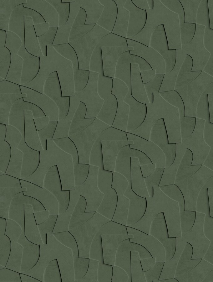 Geometrická vliesová obrazová tapeta na zeď, 3D, zelená, FW4042-3, Feature Walls, Decoprint - Vliesové tapety