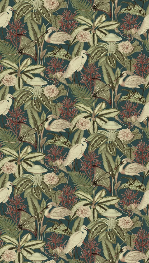 Vliesová obrazová tapeta na zeď, zelená, ptáci, listy, FW4061-3, Feature Walls, Decoprint - Vliesové tapety