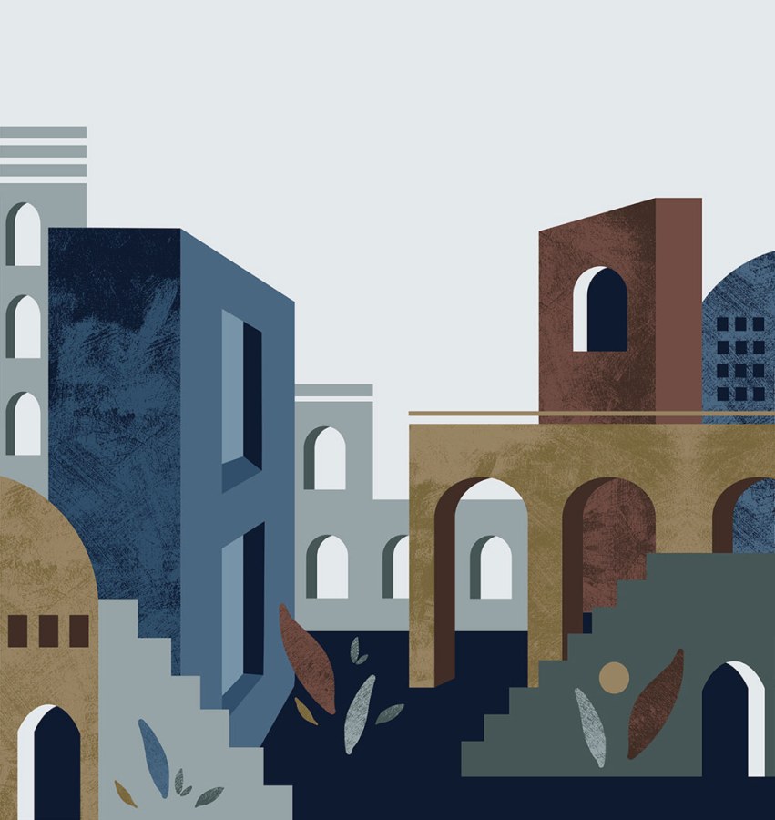 Grafická vliesová obrazová tapeta na zeď, modrá, FW4014-5, Feature Walls, Decoprint - Vliesové tapety