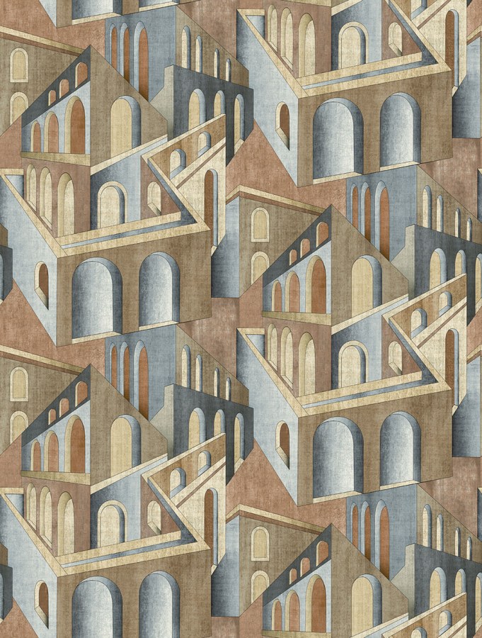 Grafická vliesová obrazová tapeta na zeď, hnědo-šedá, FW4013-1, Feature Walls, Decoprint - Vliesové tapety