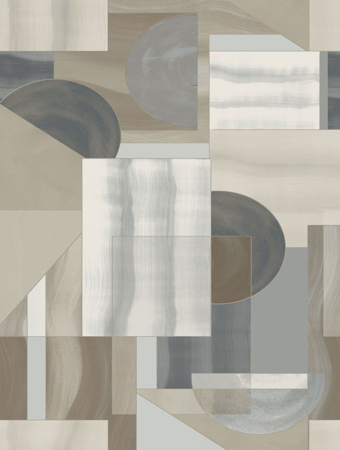 Geometrická vliesová obrazová tapeta na zeď, šedo-béžová, FW4009-5, Feature Walls, Decoprint - Vliesové tapety