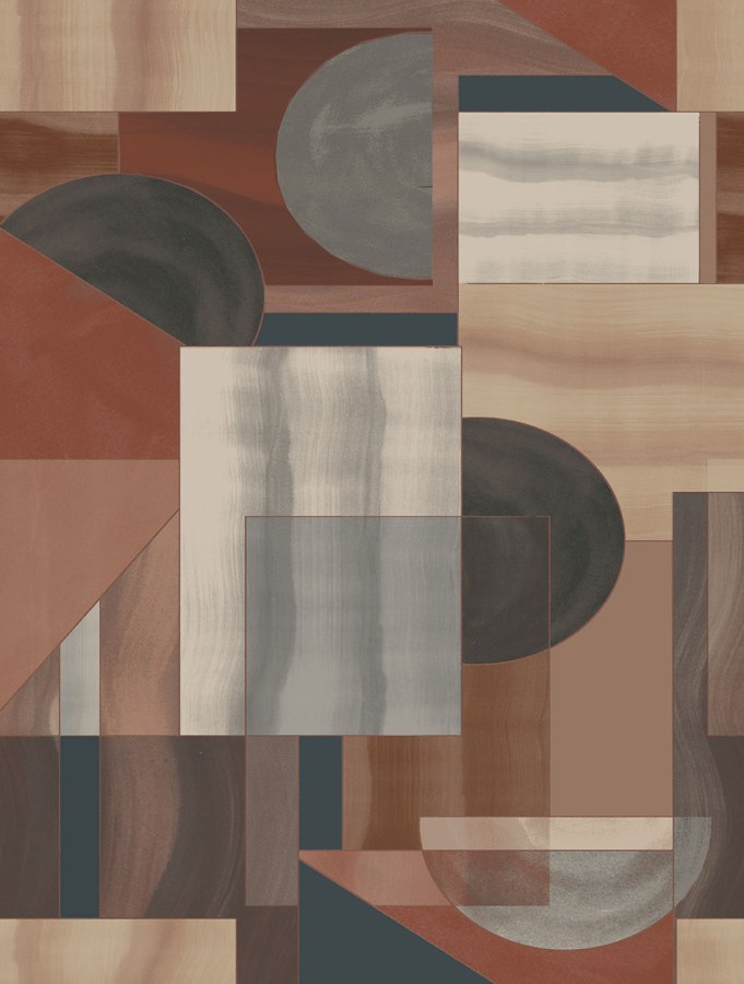 Geometrická vliesová obrazová tapeta na zeď, hnědá, FW4009-2, Feature Walls, Decoprint - Vliesové tapety