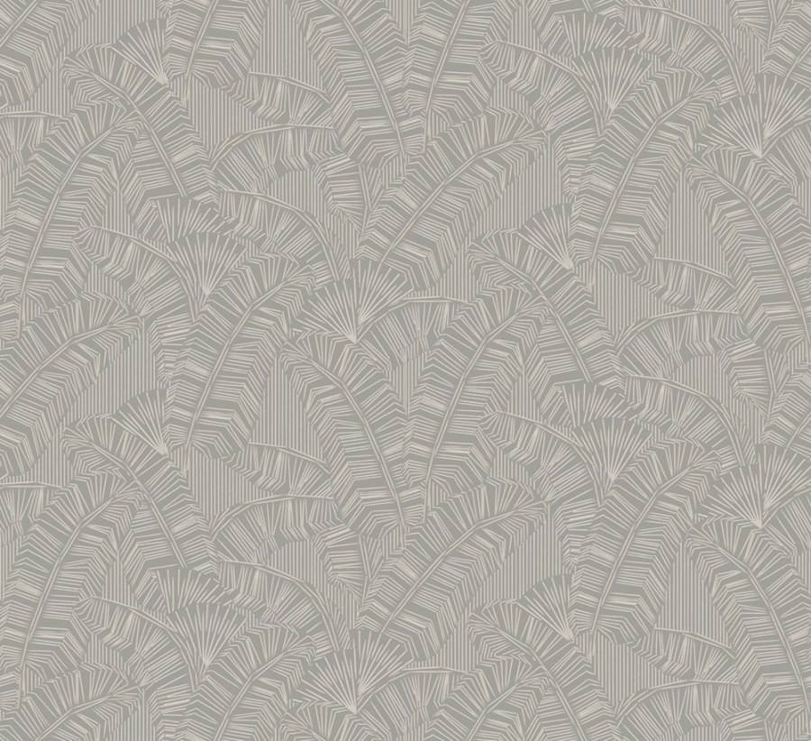 Vliesová tapeta na zeď, šedá, listy, AMA404, Amani, Masureel - Vliesové tapety