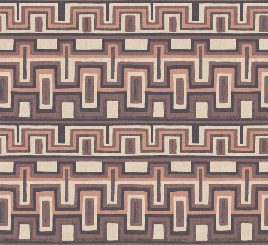 Geometrická vliesová tapeta na zeď, černo-hnědá, etno, AMA004, Amani, Masureel - Vliesové tapety