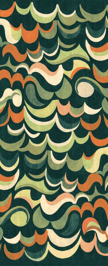 Vliesová obrazová tapeta na zeď, zelená, vlnky, DGRHA1041-300, Rhapsody, Masureel - Vliesové tapety