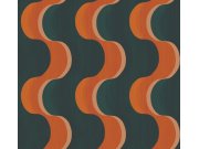 Tapety Yara Tapety dle materiálu Vliesové tapety - Vliesová tapeta na zeď, zeleno-oranžová, 3D vlny, RHA105, Rhapsody, Masureel Vliesová tapeta na zeď, zeleno-oranžová, 3D vlny, RHA105, Rhapsody, Masureel