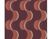 Vliesová tapeta na zeď, vínovo-hnědá, 3D vlny, RHA104, Rhapsody, Masureel