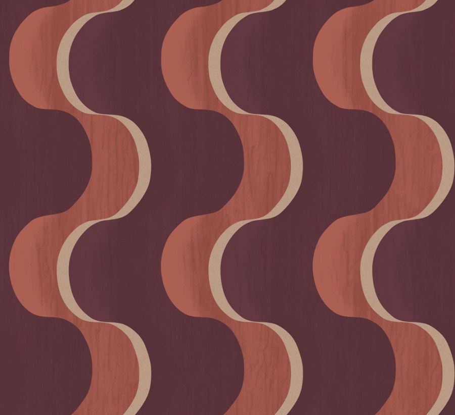 Vliesová tapeta na zeď, vínovo-hnědá, 3D vlny, RHA104, Rhapsody, Masureel - Vliesové tapety