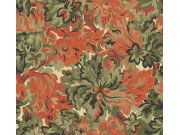 Vliesová tapeta na zeď, zeleno-oranžová, květiny, RHA006, Rhapsody, Masureel