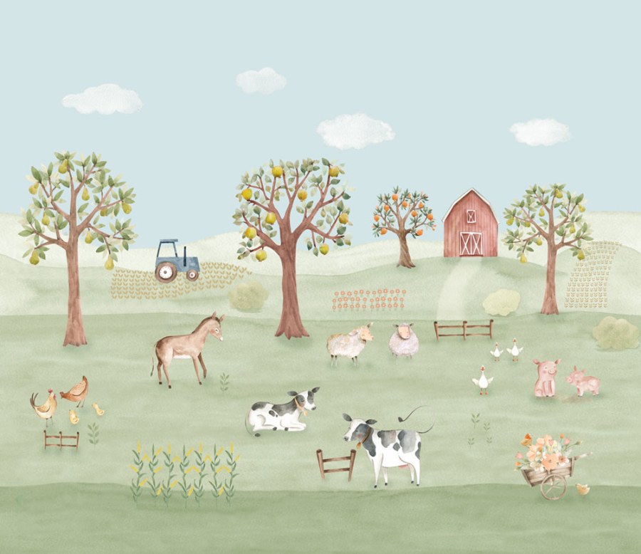 Dětská vliesová obrazová tapeta na zeď, Farma, 981-2, Mika, ICH Wallcoverings - Vliesové tapety