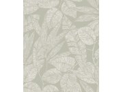 Šedá vliesová tapeta s listy, A69501, Omura, Grandeco