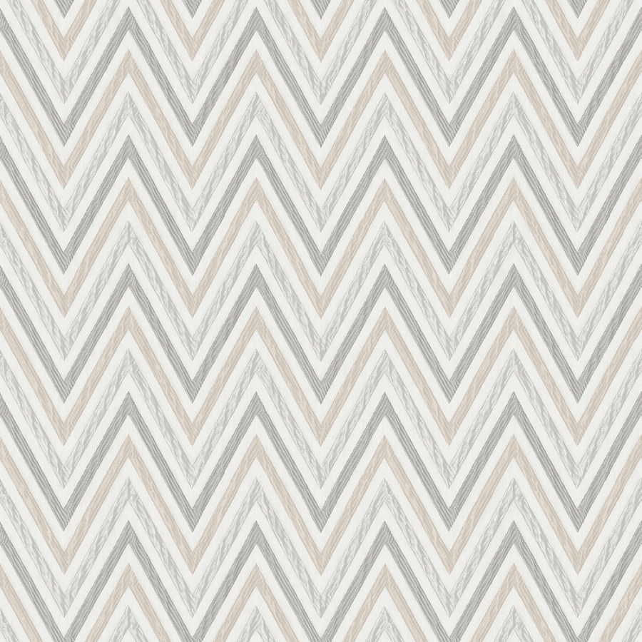 Geometrická vliesová tapeta na zeď, šedo-béžová, cik cak vzor, 1509-3, Vera, AdaWall - Vliesové tapety