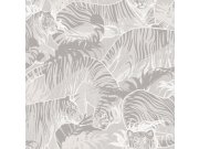 Vliesová tapeta na zeď, šedá, tygři, listy, M69509, Nomade, Ugépa