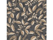 Vliesová tapeta na zeď, černo-hnědá, listy, M66009, Nomade, Ugépa