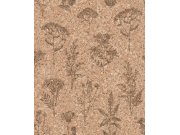 Vliesová tapeta na zeď, hnědá, imitace korku, květiny, M78308, Brut, Ugépa