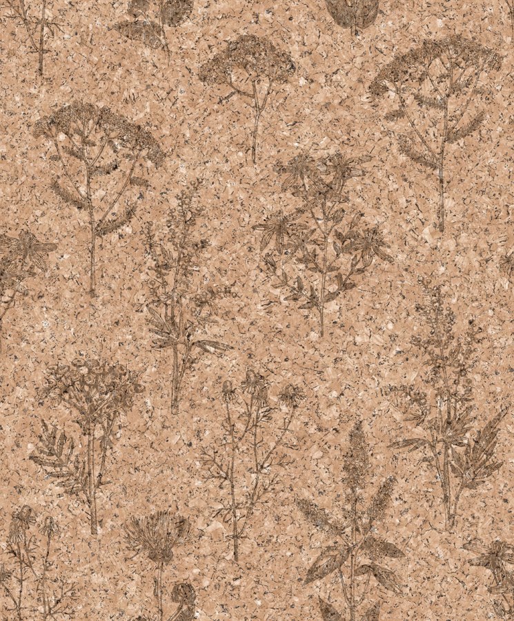 Vliesová tapeta na zeď, hnědá, imitace korku, květiny, M78308, Brut, Ugépa - Vliesové tapety