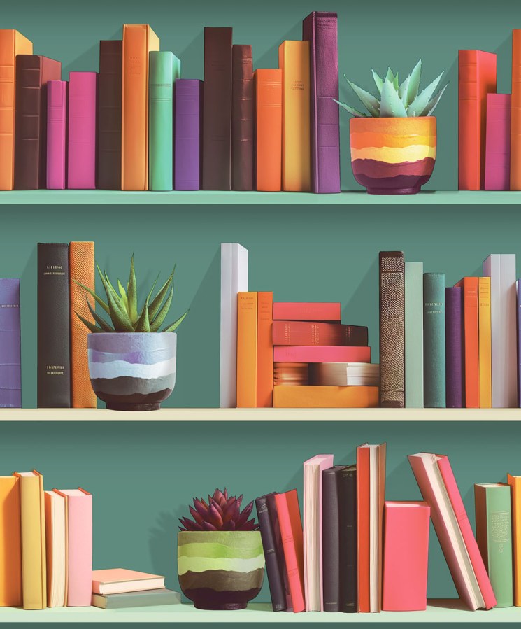 Vliesová tapeta na zeď, zelená, police, knihovna, M79504, Artifice, Ugépa - Vliesové tapety