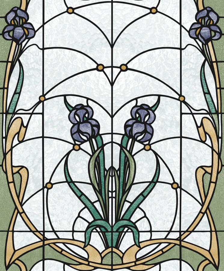 Vliesová tapeta na zeď, zeleno-béžová vitráž, M79306, Artifice, Ugépa - Vliesové tapety