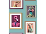 Vliesová tapeta na zeď, tyrkysová, rámečky, zvířata, M76104, Artifice, Ugépa