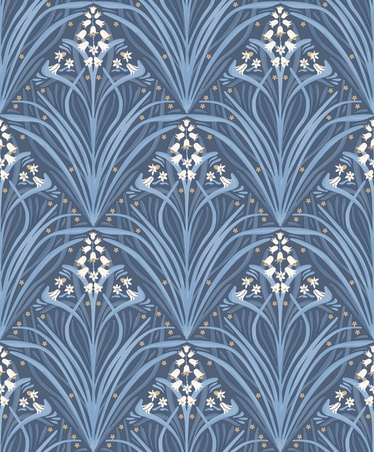 Modrá květinová vliesová tapeta na zeď, Art Deco, M66101, Elegance, Ugepa - Vliesové tapety