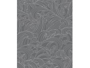 Šedo-stříbrná vliesová tapeta na zeď, mořské vlny, M62909, Elegance, Ugepa