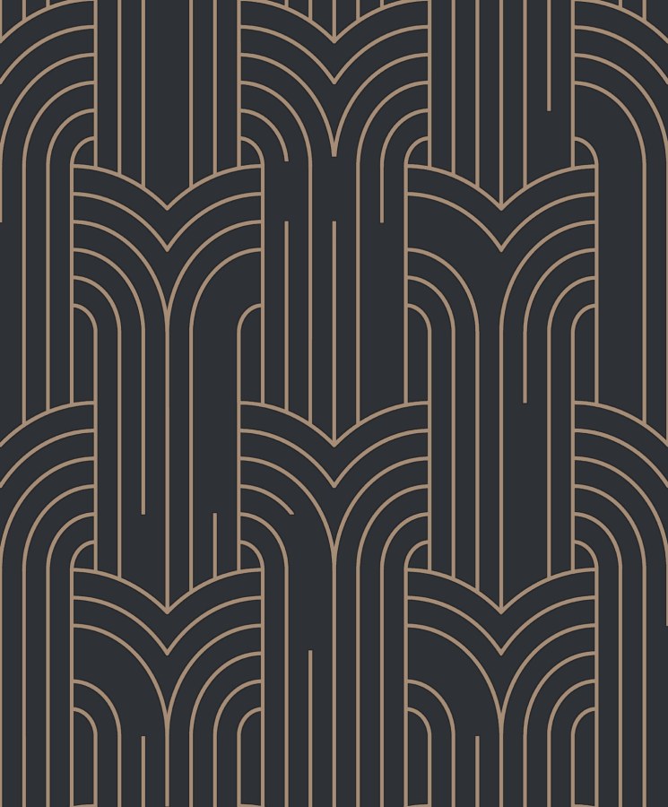 Černá geometrická tapeta na zeď, Art Deco, M42119, Elegance, Ugepa - Vliesové tapety