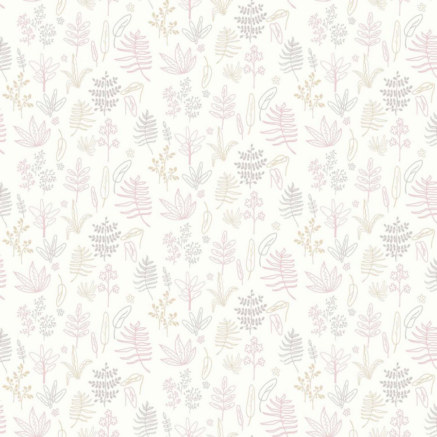 Dětská bílá vliesová tapeta s rostlinami a listy, 17168, MiniMe, Cristiana Masi by Parato - Vliesové tapety