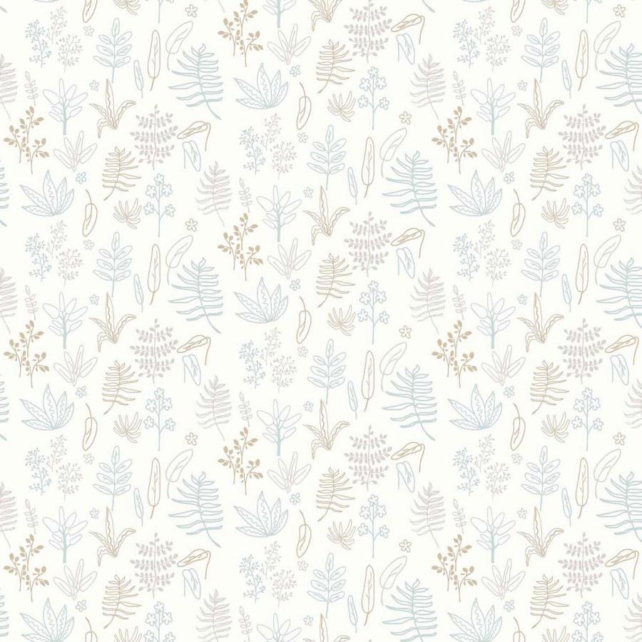 Dětská bílá vliesová tapeta s rostlinami a listy, 17166, MiniMe, Cristiana Masi by Parato - Vliesové tapety