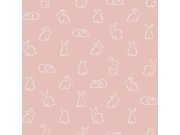 Tapety Yara Tapety dle materiálu Vliesové tapety - Růžová dětská vliesová tapeta se zajíčky, 17148, MiniMe, Cristiana Masi by Parato Růžová dětská vliesová tapeta se zajíčky, 17148, MiniMe, Cristiana Masi by Parato