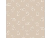 Béžová dětská vliesová tapeta se zajíčky, 17147, MiniMe, Cristiana Masi by Parato