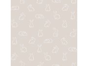 Šedá dětská vliesová tapeta se zajíčky, 17146, MiniMe, Cristiana Masi by Parato