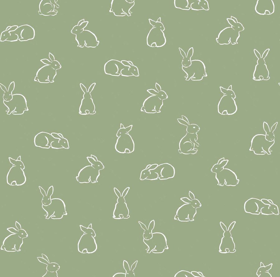 Zelená dětská vliesová tapeta se zajíčky, 17145, MiniMe, Cristiana Masi by Parato - Vliesové tapety