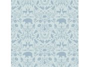 Modrá dětská vliesová tapeta se zvířátky a květinami, 17143, MiniMe, Cristiana Masi by Parato