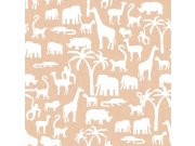 Hnědá dětská vliesová tapeta se zvířátky z Afriky, 17131, MiniMe, Cristiana Masi by Parato