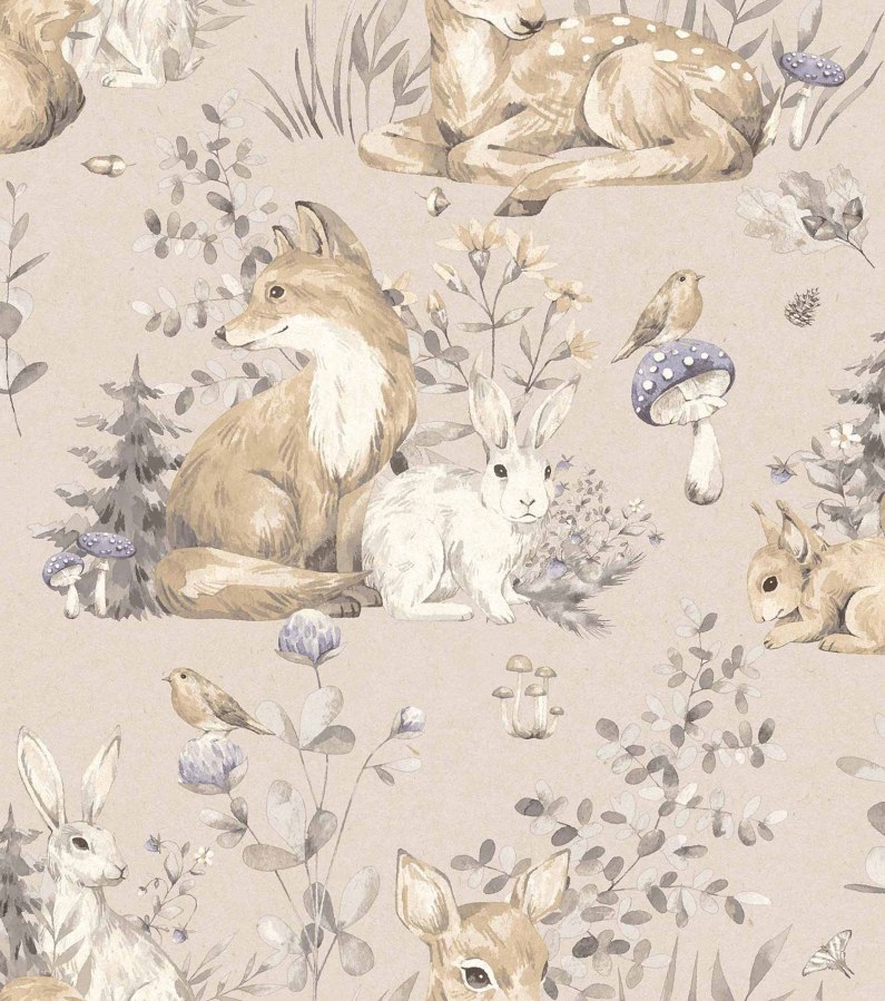 Šedo-béžová dětská vliesová tapeta se zvířátky, 17101, MiniMe, Cristiana Masi by Parato - Vliesové tapety