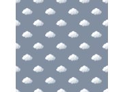 Dětská modrá vliesová tapeta s mráčky, 14833, Happy, Parato
