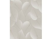 Šedo-béžová vliesová tapeta na zeď, s listy, B21207 Botanique Ugepa