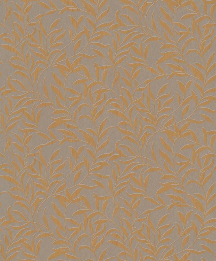 Hnědá vliesová tapeta s okrovými listy, 221354, Botanical, BN Walls - Vliesové tapety