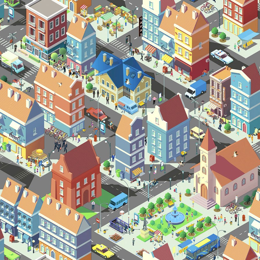 Pestrá dětská vliesová tapeta na zeď - Město - 577601, L97601, My Kingdom, Ugépa - Vliesové tapety