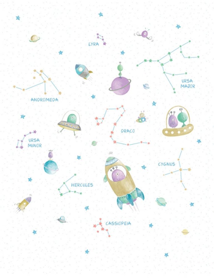 Dětská vliesová obrazová tapeta Vesmír 3552-2, 212 x 275 cm, Oh lala, ICH Wallcoverings - Vliesové tapety