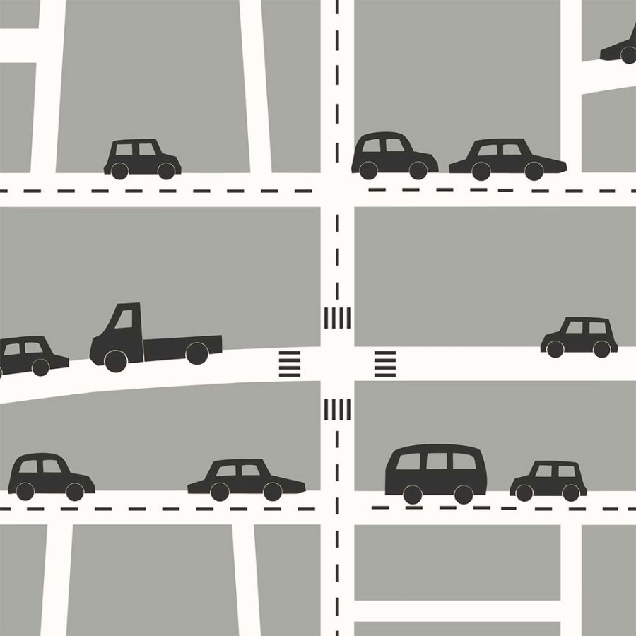 Šedá vliesová tapeta pro kluky Auta, silnice 139282, Forest Friends, Esta - Vliesové tapety