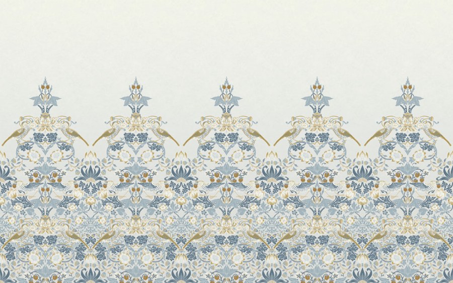 Vliesová obrazová tapeta na zeď, modrá, květiny, ptáci, 125319, William Morris At Home - Vliesové tapety