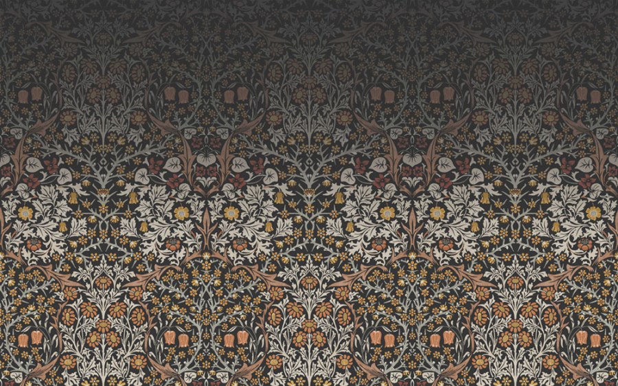 Vliesová obrazová tapeta na zeď, šedo-černá, květiny, listy, 125337, William Morris At Home - Vliesové tapety