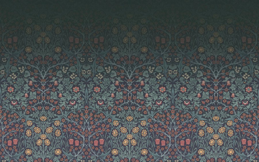 Vliesová obrazová tapeta na zeď, modrá, květiny, ptáci, 125328, William Morris At Home