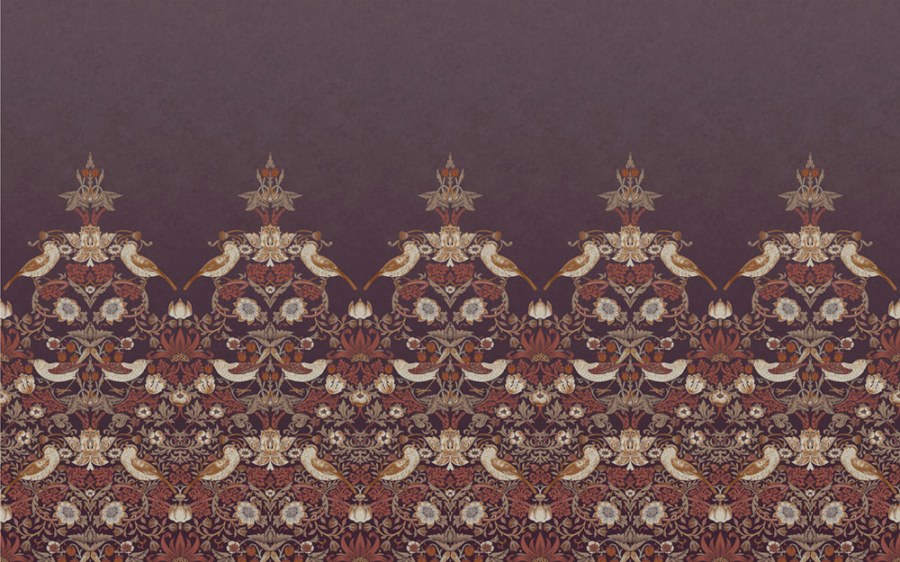 Vliesová obrazová tapeta na zeď, vínová, květiny, ptáci, 125301, William Morris At Home - Vliesové tapety
